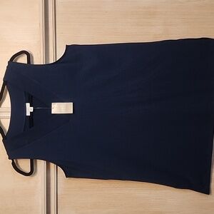 NWT J. Jill Women's Long V- Neck Tank Top Navy Blue SZ M